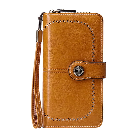 Stylago Wallet for Women Leather Credit Card Holder RFID Blocking Wristlet Wallets Ladies Large Capacity ID Window Purse Yellow