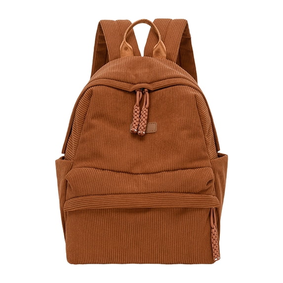 Stylago Women Casual Backpack Medium Size Back Pocket Versatile Schoolbag College Travel Work Top Handle Corduroy Bookpack Brown