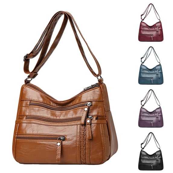 Stylago Women Crossbody Purse Leather Messenger Shoulder Bags Fashion Soft Medium Tote Top Handle Satchel Gift for Lady Black