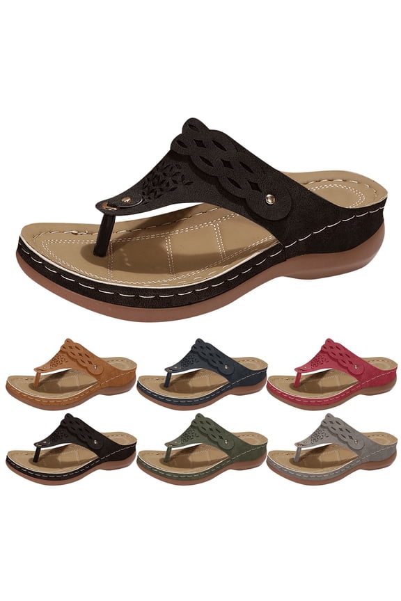 Women Flip Flops Orthopedic Wedge Sandals Slip on Arch Support Walking Slippers Wide Width Walking Sandal Green Size 6.5