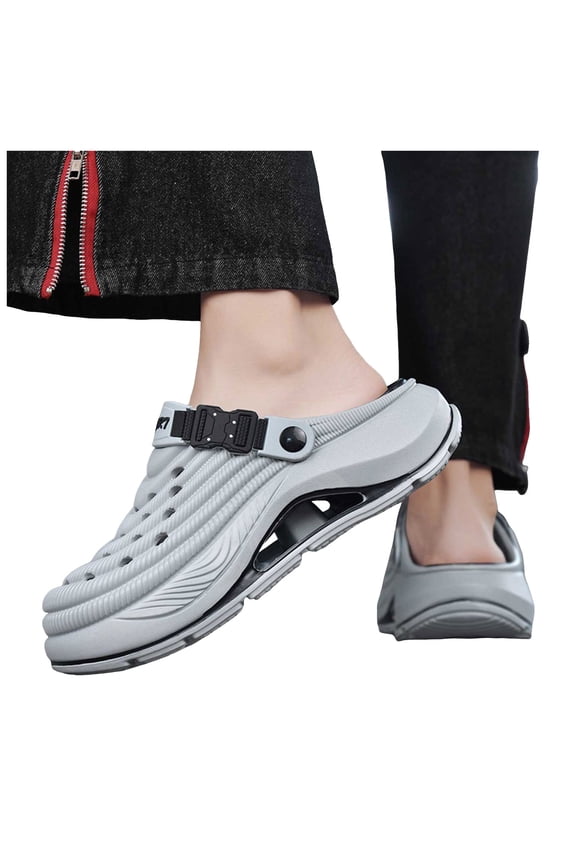 Women Men Closed Toe Mule Shoes with Arch Support Breathable Slip on Clog Sandals Beach Comfortable Slippers Grey Size 6