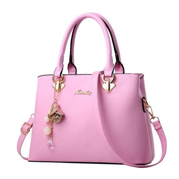 Stylago Women Purses and Handbags Flower Pendant Top Handle Tote Bags Fashion Leather Crossbody Messenger Work Shoulder Bag Pink