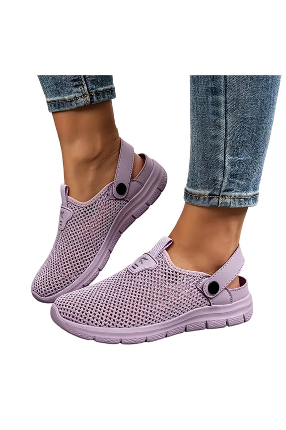 Women and Men Mesh Walking Sandal Closed Toe Slip on Clog with Adjustable Ankle Strap Wide Width Summer Casual Shoes Size 7.5 Purple