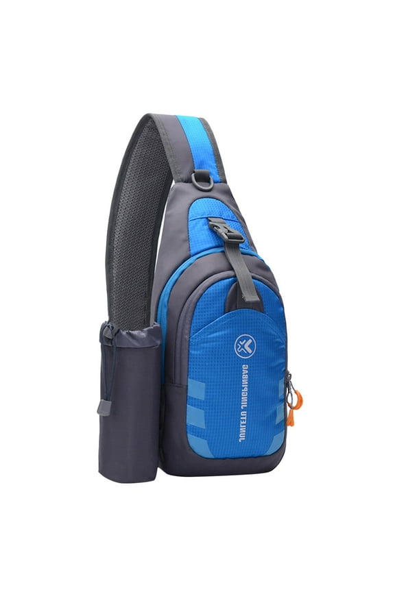 Women and Mens Crossbody Sling Backpack with Side Pocket Adjustable Wide Strap Daypack for College Students Travel Hiking Blue