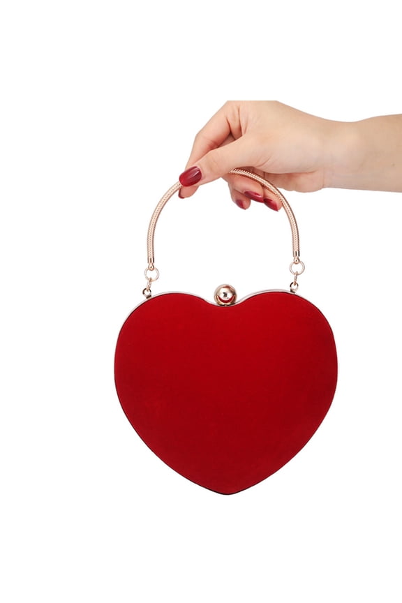 Women's Clutch Bag Fashion Heart Purses Top Handle Cute Handbags Wallet for Ladies Shopping Travel Wedding Party Banquet Red