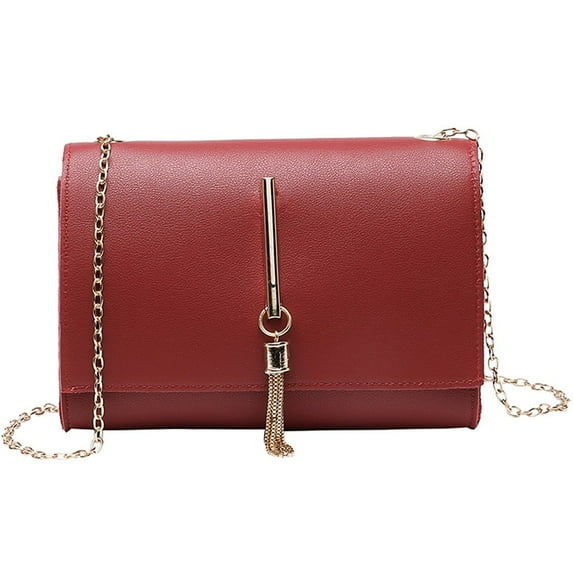 Stylago Women's Clutch Bags Fashion Leather Crossbody Purses Gold Chain Wallet Ladies Cellphone Handbags for Evening Party Red