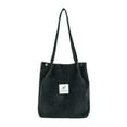 thumbnail image 1 of Stylago Women's Corduroy Tote Bags Foldable Lightweight Shoulder Bag with Button Ladies Shopping Handbags Work Undrarm Purse Black, 1 of 5