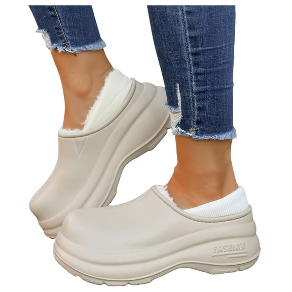 Stylago Women's Fleece Lined Non Slip Kitchen Shoes Arch Support Waterproof Chef Clogs Rubber Sole Comfortable Winter Clog