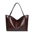 thumbnail image 1 of Stylago Women's Leather Tote Bag Casual Travel Large Shopping Shoulder Purses College Students Zipper Underarm Work Handbag Brown, 1 of 7