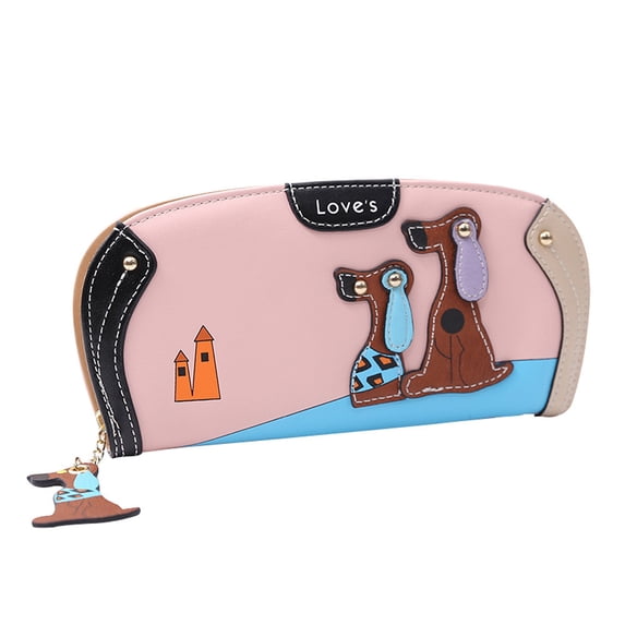 Stylago Women's Leather Wallet Cartoon Pattern Zipper Credit Card Holder Ladies Cellphone Clutch Bag Shopping Purses pink