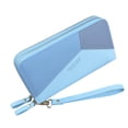 thumbnail image 1 of Stylago Women's Leather Wallet Multiple Zipper Credit Card Holder Wristlet Phone Bag Color Blocking Shopping Purses Blue, 1 of 6