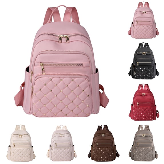 Stylago Women's Mini Backpack Purses Fashion Multiple Zipper Schoolbags Ladies Small Nylon Travel Daypack with Back Pocket Beige