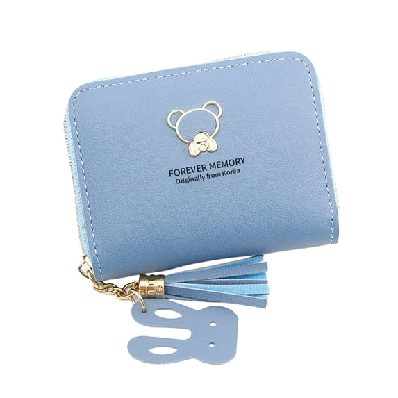 Stylago Women's Mini Wallet with Tassel Multiple Compartments Credit Card Holder Ladies Leather Zipper Pockets Purses Blue