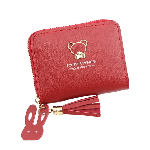 Stylago Women's Mini Wallet with Tassel Multiple Compartments Credit Card Holder Ladies Leather Zipper Pockets Purses Red