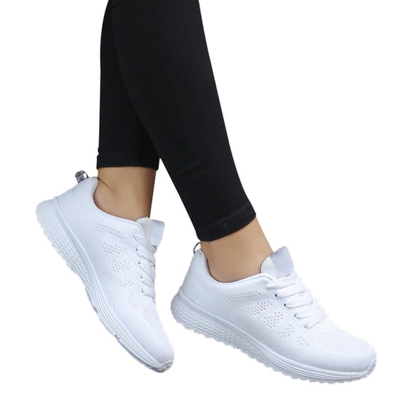 Stylago Women's Running Sneakers Breathable Mesh Tennis Shoes Lace Up School Casual Sneaker Memory Foam Walking Shoe White Size 7.5