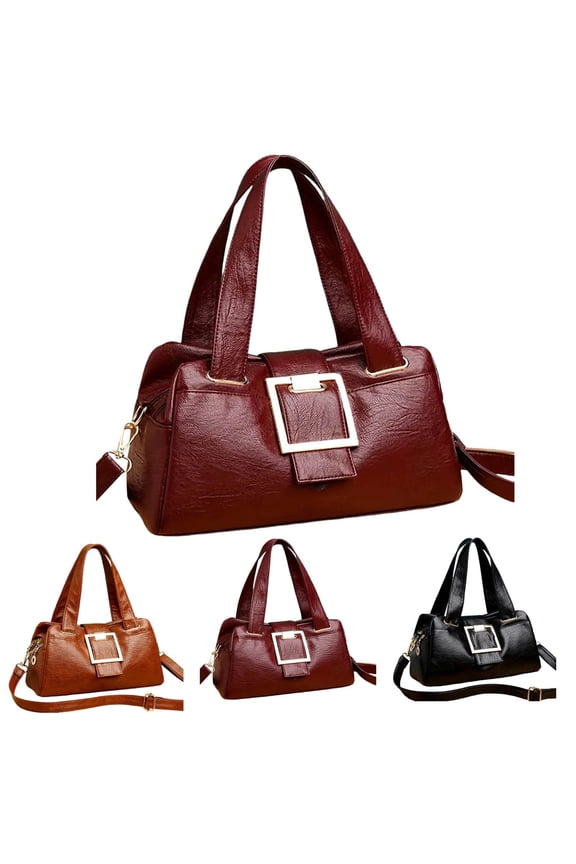 Women's Shoulder Bags Multiple Zipper Compartments Leather Handbags Students Shopping Purses Ladies Crossbody Satchel Black