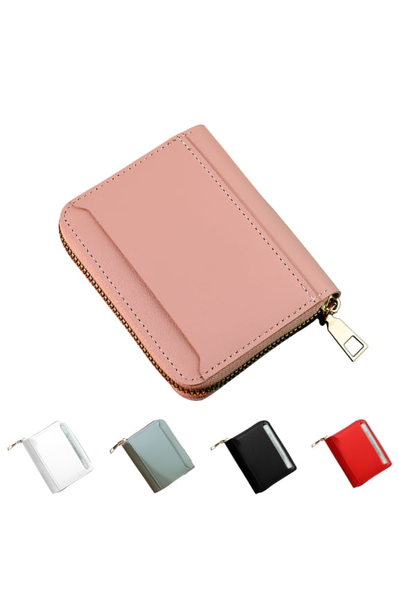 Women's Small Slim Leather Wallet Zipper Compartments Mini Purse Credit Card Holder Students Shopping Daily Pocket Blue