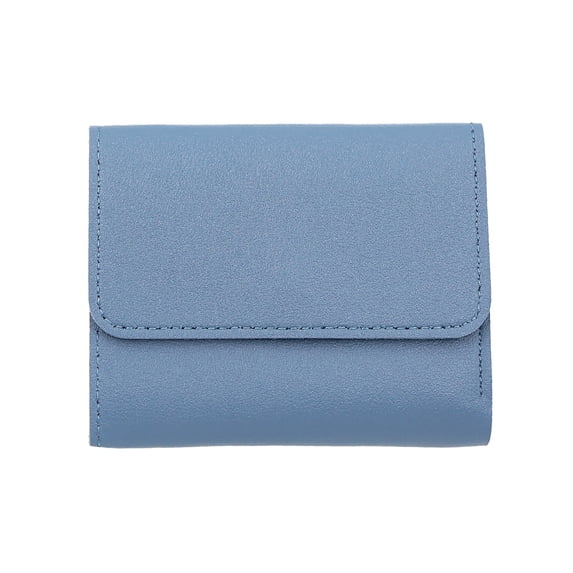 Stylago Women's Triple Fold Wallet with ID Window Leather Credit Card Holder Ladies Thin Button Purses for Work Travel Blue