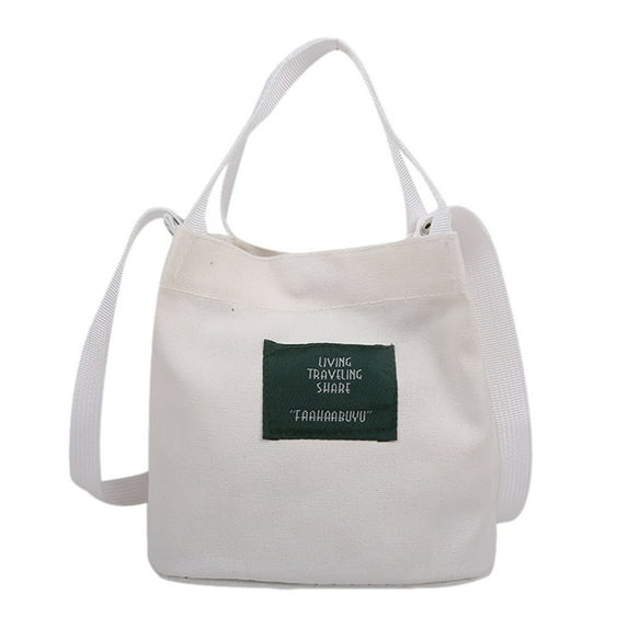 Stylago Womens Canvas Tote Bag Small Casual Shoulder Purse Crossbody Bags for Colleges Ladies Travel Phone Handbags White