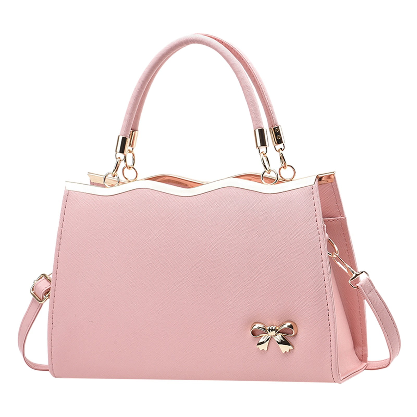 Stylago Womens Fashion Handbags Leather Top Handle Detachable Strap Crossbody Tote Bags Ladies Bow Shoulder Purses for Shopping Pink