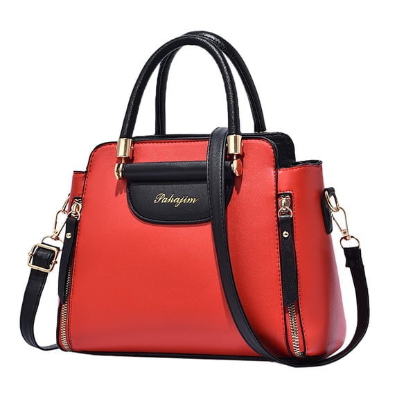 Stylago Womens Fashion Handbags Leather Tote Purses with Detachable Strap Zipper Top Handle Satchel Crossbody Shoulder Bags Red