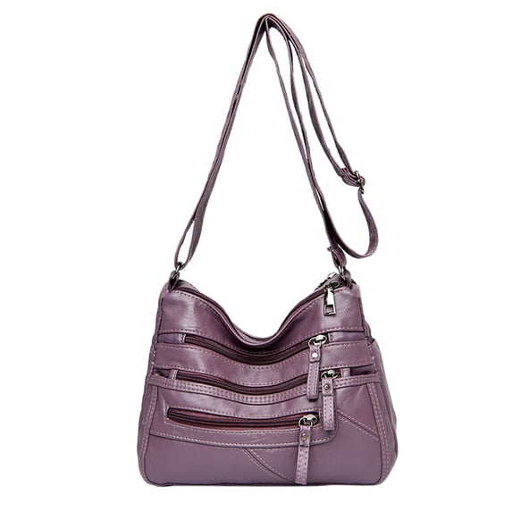 Stylago Womens Medium Messenger Bags Multiple Zipper Compartments Leather Crossbody Shoulder Bags Ladies Work Tote Purse Purple