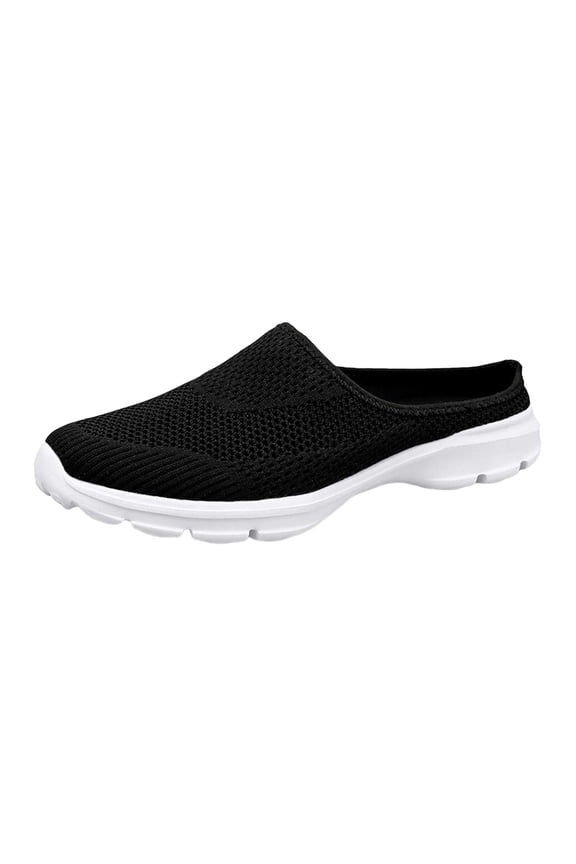 Womens Mens Slip on Slide Shoes Breathable Mesh Walking Mules Memory Foam Slippers Closed Toe Slingback Sneakers Black Size 8.5