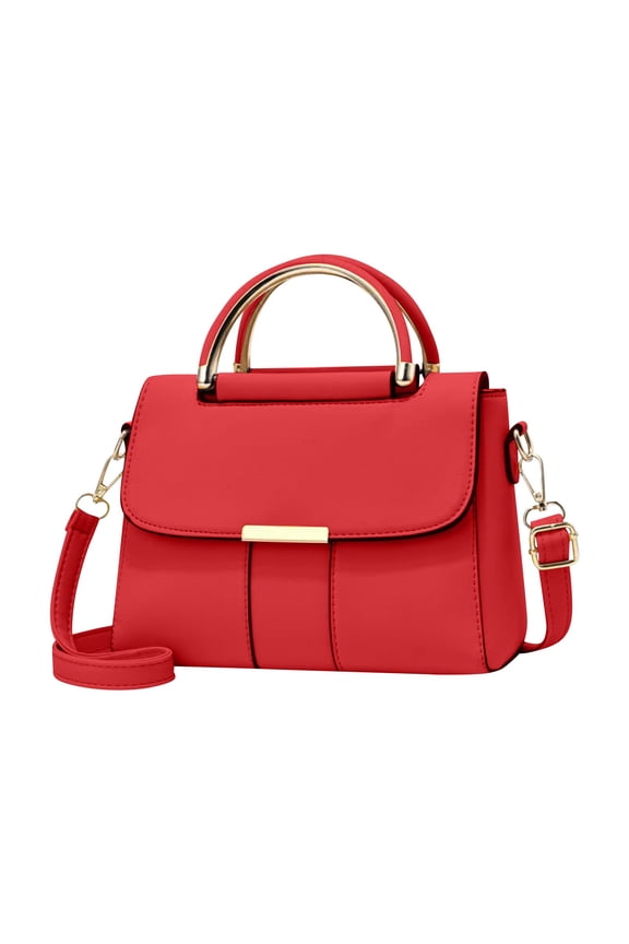 Womens Mini Crossbody Purses Leather Top Handle Satchel Small Tote Bags for Ladies Work and Weekend Shopping Red