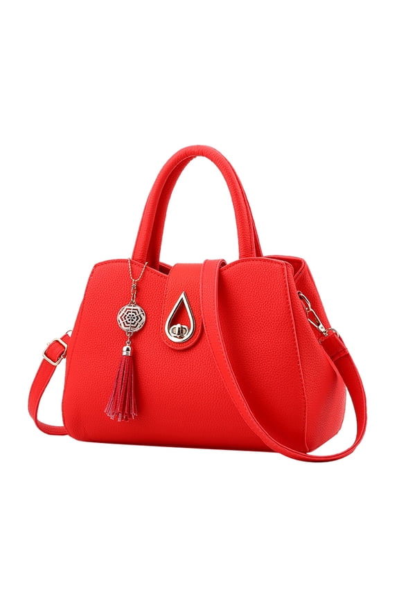 Womens Purses and Handbags Tassel Pendant Leather Shoulder Bag Ladies Designer Satchel Work Messenger Tote Bags Pink