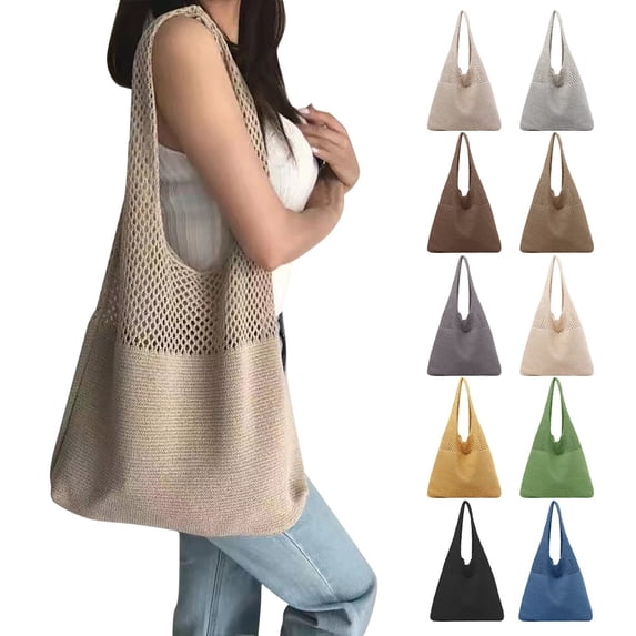Stylago Womens Shoulder Bags Summer Vacation Crochet Handbags Ladies Casual Large Capacity Knit Beach Tote Purses Beige