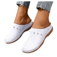 thumbnail image 1 of Stylago Womens Slip on Mules Slippers Closed Toe Wedge Sandals Casual Arch Support Slide Shoes Ladies Outdoor Walking Sandal Size 9 White, 1 of 7