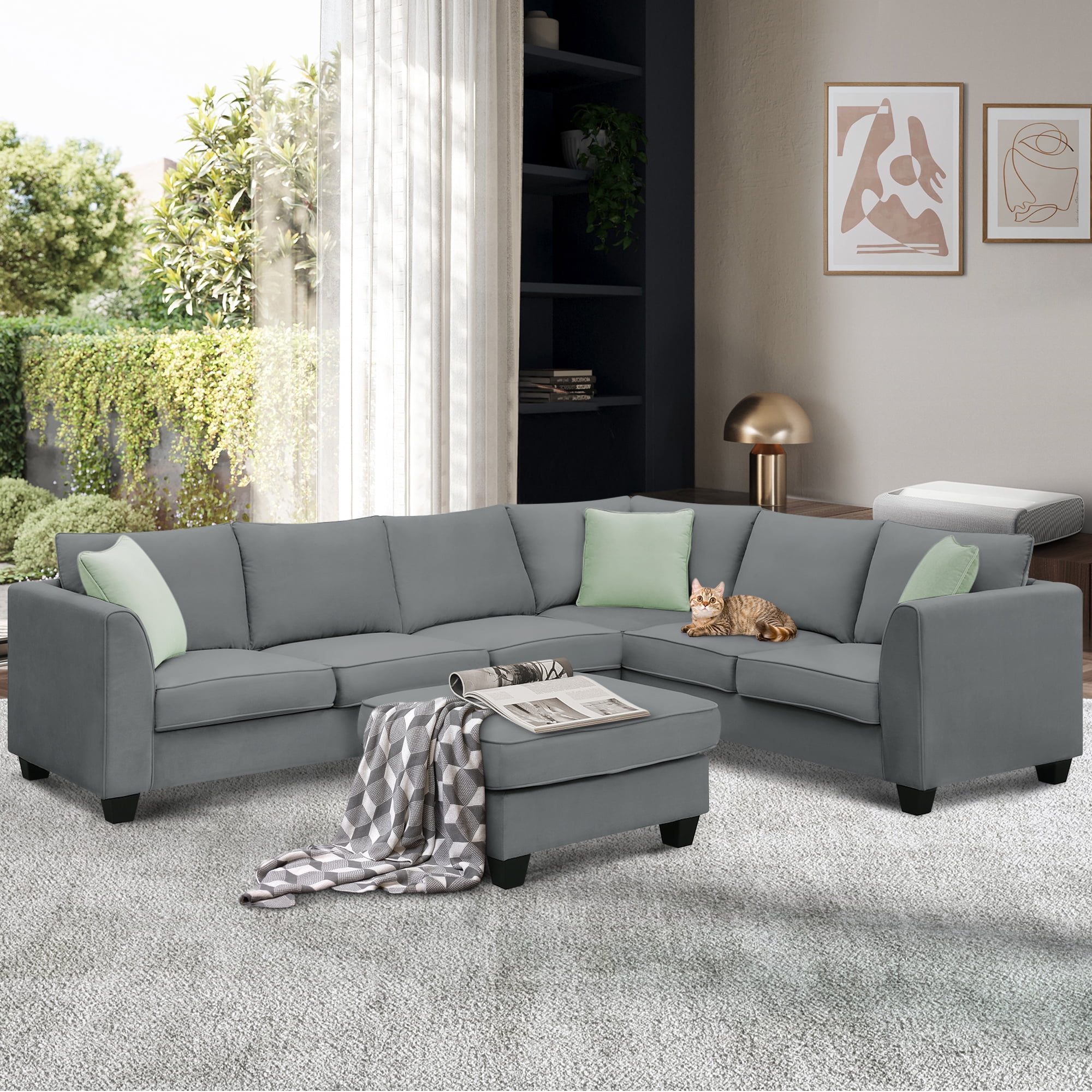 Style 112*87 inches Modular Sofa with Footrest L Shape