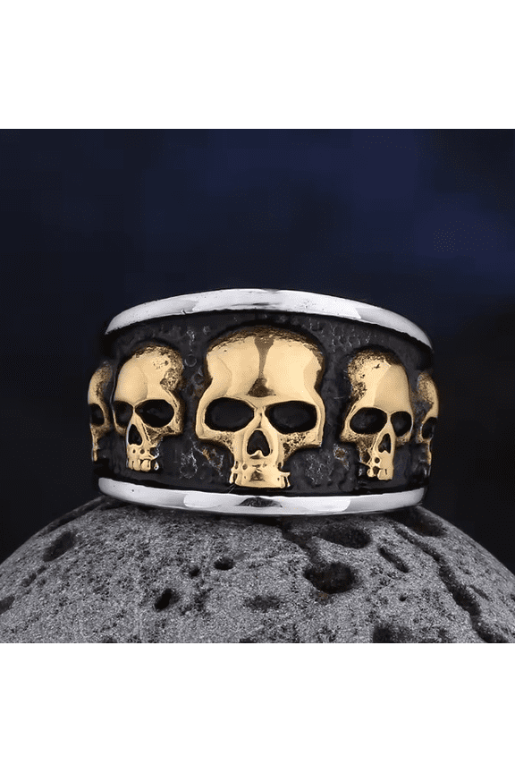 Style 14K White Gold Gothic Accessories Lost Skull Ring Anel Masculino Punk Jewelry Boyfriend Gift