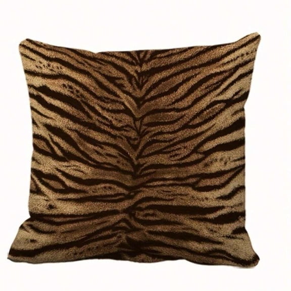 Style 2 Tiger Stripe Pattern Decorative Throw Pillow Cover, 18x18 Inch, Envelope Closure, For Living Room, Sofa, Bed, Patio