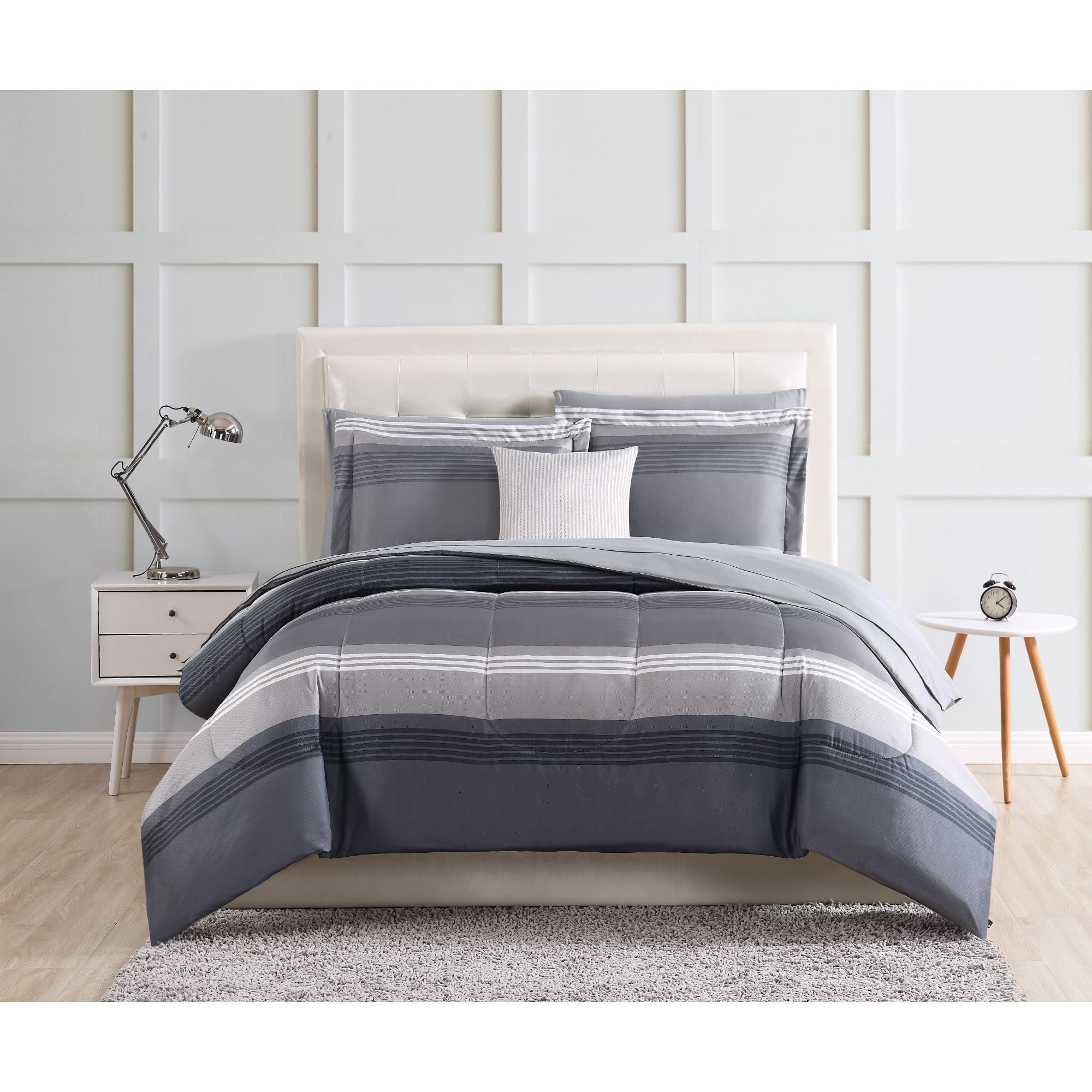 Style 212 Carlyle Grey Twin Microfiber Bed in a Bag - Walmart.com