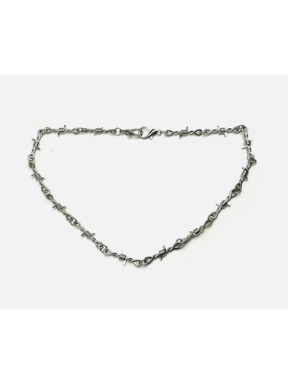 Style 22" Silver Chrome Barb Wire Biker Trucker Jean Wallet Key Chain Punk Rock
