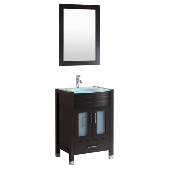Style 3 - 24 in.W Black Vanity Sink Base Cabinet with Mirror (LV3-24B)