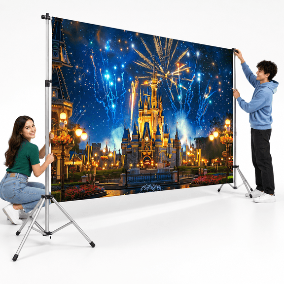 Style-3 5x3FT Vinyl Photo Studio Background Starry Night Princess Castle