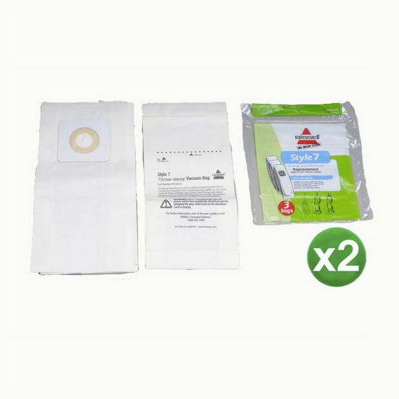 Style 7 Upright Vacuum 6 Bags For Biseell Power Force 3522, Power Glide 3545, Plus 3550 , Lift-Off 3554