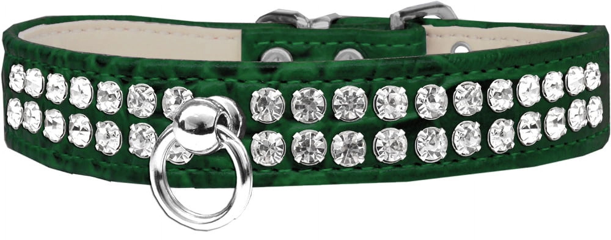 Style #72 Rhinestone Designer Croc Dog Collar Size Emerald Green