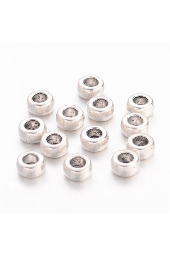 Style Alloy Beads Cadmium Free Lead Free Ring Silver 6.5x3mm Hole: 3mm