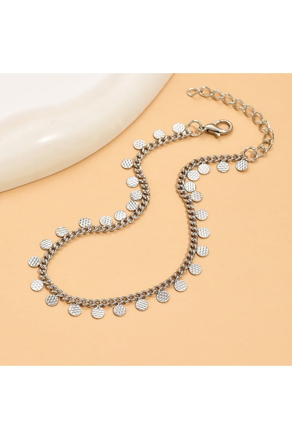Style Alloy Coin Tassel Twisted Chain Anklets Platinum 8-1/4 inch(210mm)