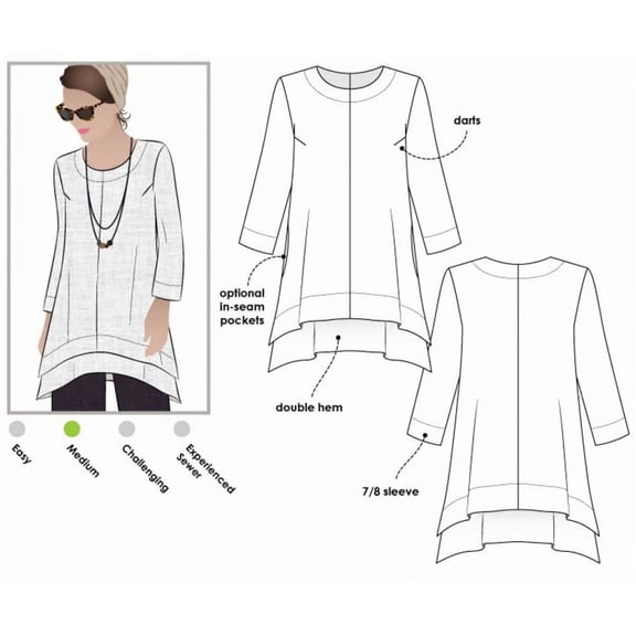 Style Arc Paper Sewing Pattern Daisy Tunic Top - Tops and Tunics for Women