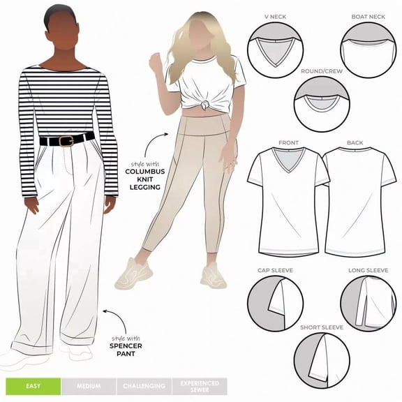 Style Arc Paper Sewing Pattern Ellis Knit T - Tops for Women