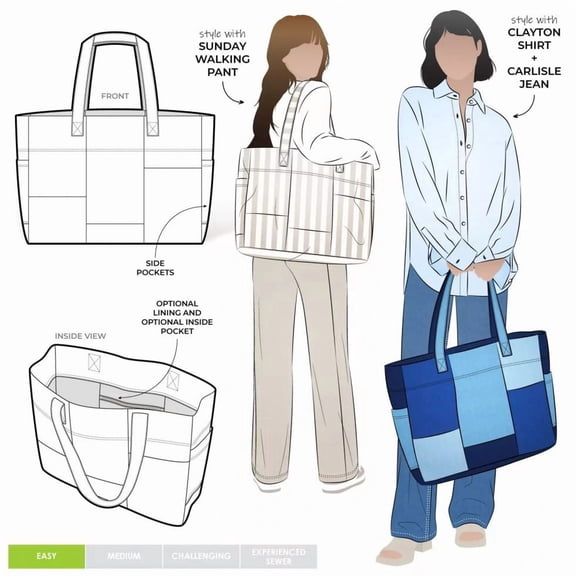 Style Arc Paper Sewing Pattern Forrest Tote Bag - Bags