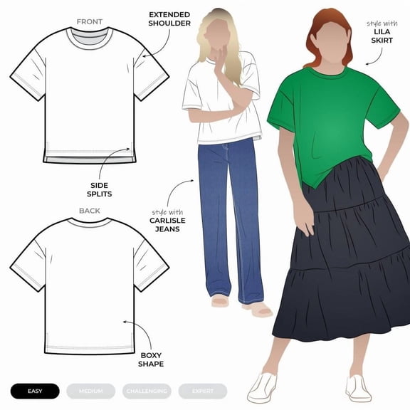Style Arc Paper Sewing Pattern Hayden Knit Tee - Tops for Women