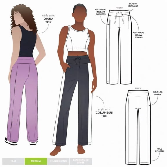 Style Arc Paper Sewing Pattern Sunday Walking Pants - Trousers and Sportswear for Women