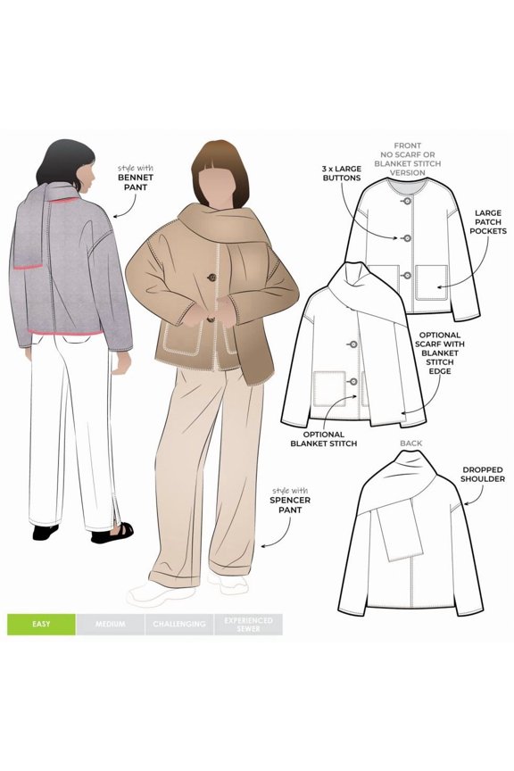 Paper Sewing Pattern Wren Jacket - Jackets for Women
