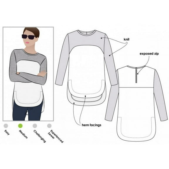 Style Arc Sewing Pattern Avery Tunic Top Women