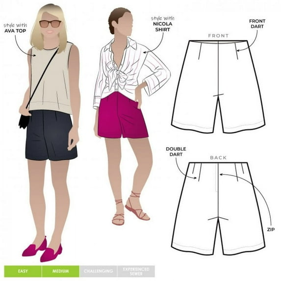 Style Arc Sewing Pattern Cora Shorts Women